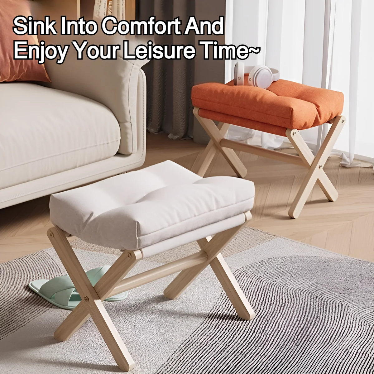 Noxelx TimberStep Solid Wood Entryway Stool
