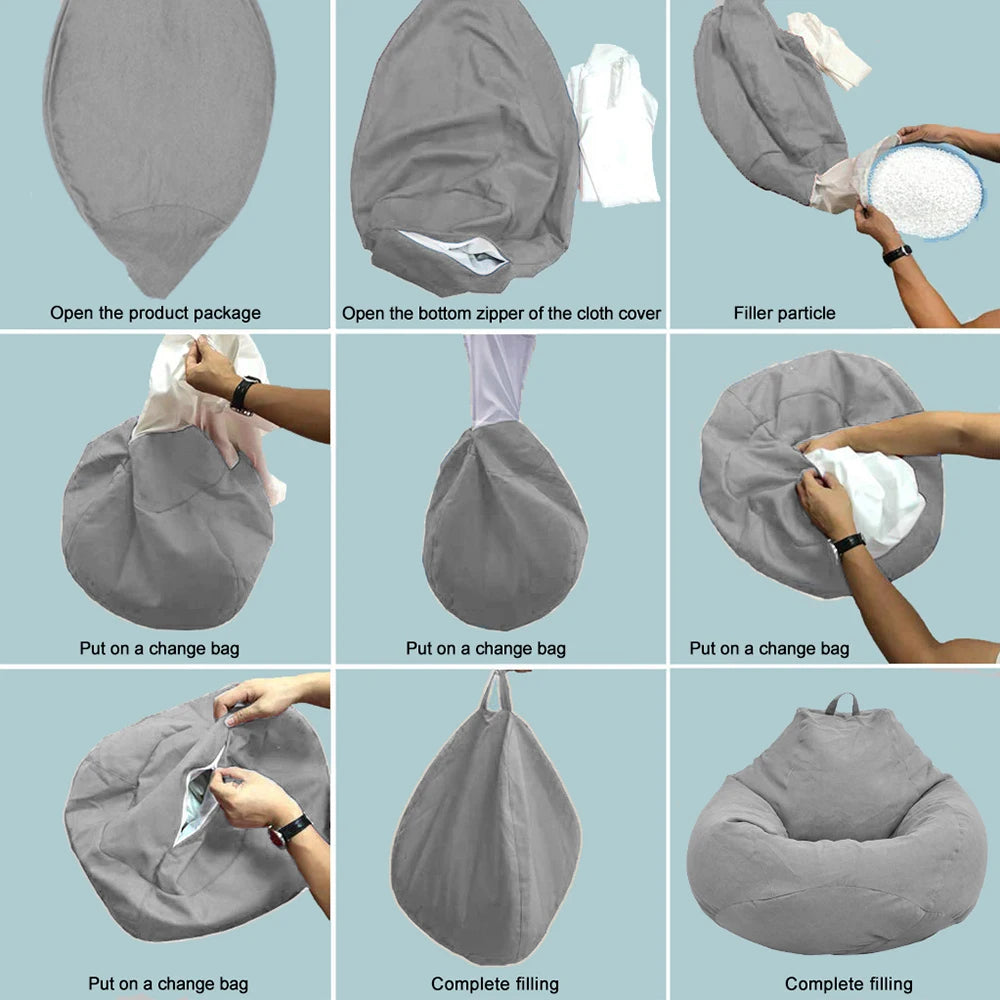 Noxelx SlouchCloud Linen Bean Bag Cover