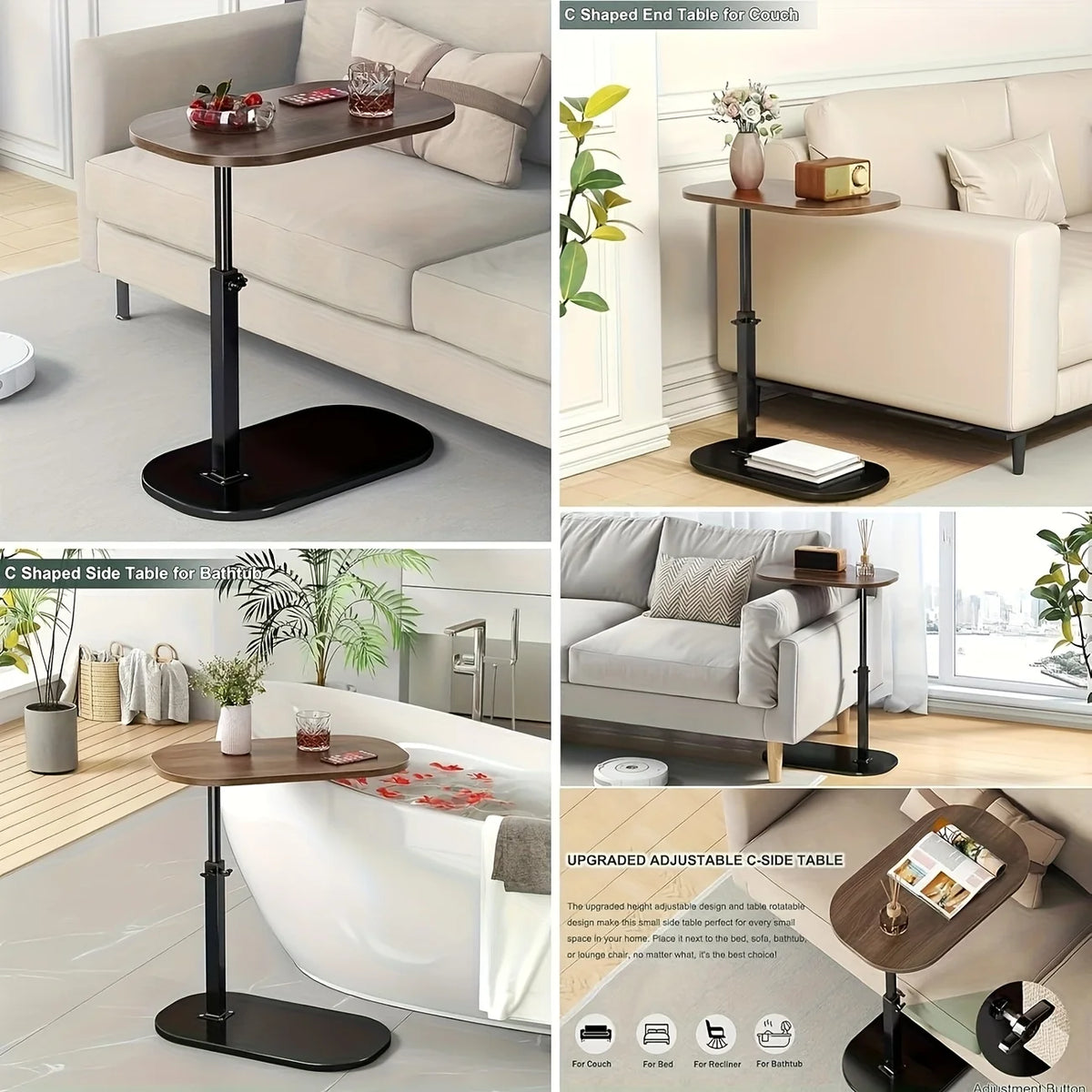 Noxelx LiftEase Adjustable Height Side Table