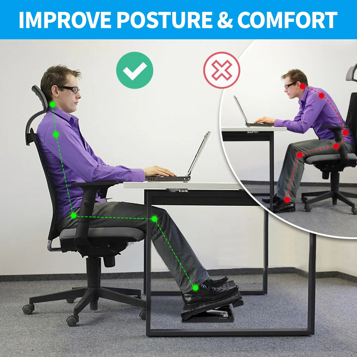 Noxelx ErgoStep Adjustable Under-Desk Footrest